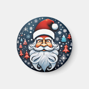 Cute Christmas Santa with Trees Festive Magnet
