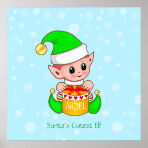 Cute Christmas Santa's little helper Poster