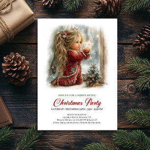 Cute Christmas Scene Cozy Girl Holiday Party  Invitation