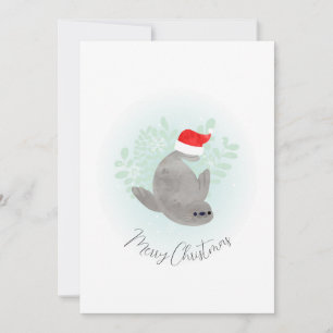Cute Christmas Seal Holiday Card