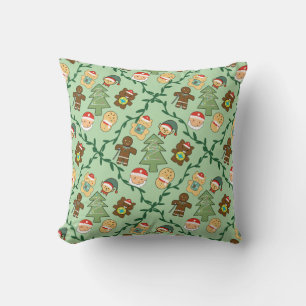 Cute Christmas Seamless Pattern for Home and Kids Throw Pillow