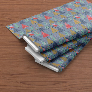 Cute Christmas Season Pattern Blue Fabric