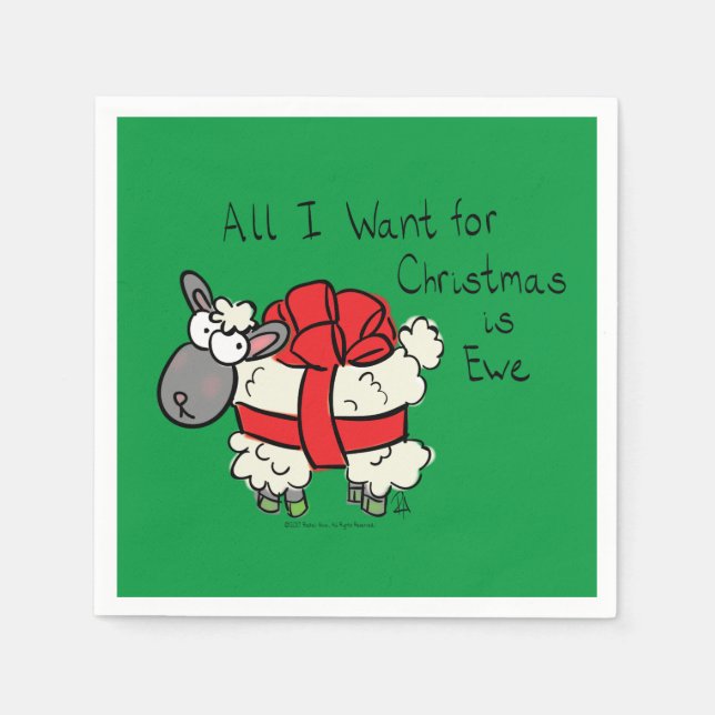 Cute Christmas Sheep Cartoon Napkin (Front)