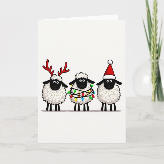 Cute Christmas Sheep Greeting Card (Front)