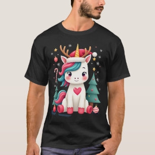 Cute Christmas Shirt Girls Women Xmas Unicorn Deer