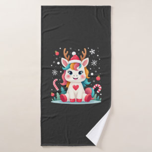Cute Christmas Shirt Girls Women Xmas Unicorn Deer Bath Towel