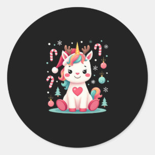 Cute Christmas Shirt Girls Women Xmas Unicorn Deer Classic Round Sticker
