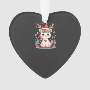 Cute Christmas Shirt Girls Women Xmas Unicorn Deer Ornament