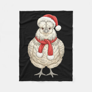 Cute Christmas Silkie Chicken Santa Farm Animal  Fleece Blanket