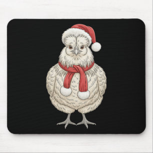 Cute Christmas Silkie Chicken Santa Farm Animal Mouse Pad