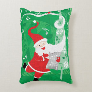 Cute Christmas, Singing and Dancing Santa Claus Accent Pillow