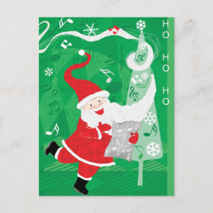 Cute Christmas, Singing and Dancing Santa Claus Holiday Postcard