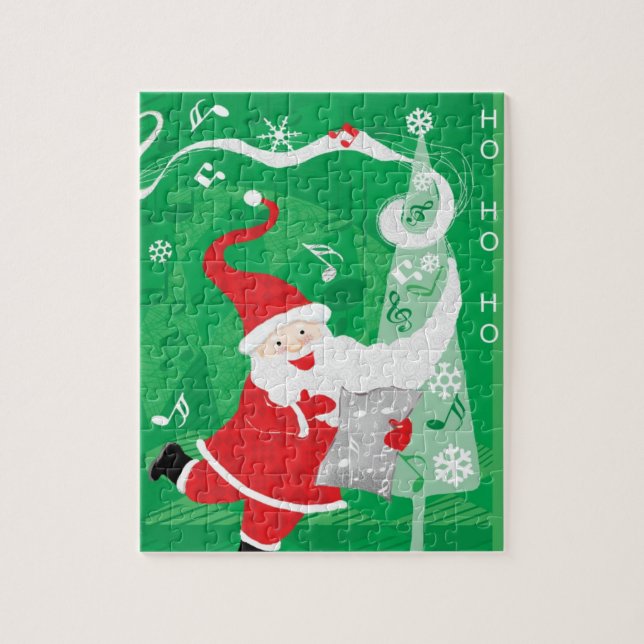 Cute Christmas, Singing and Dancing Santa Claus Jigsaw Puzzle (Vertical)