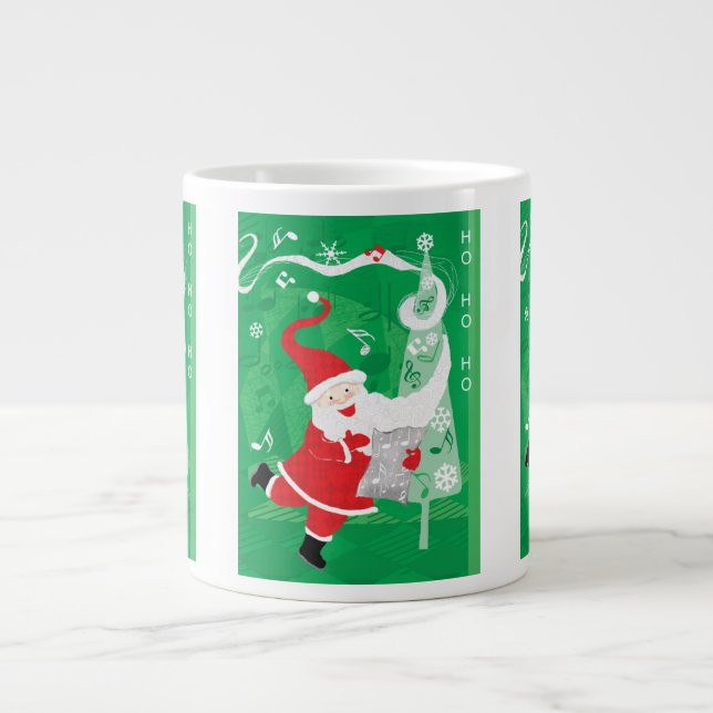 Cute Christmas, Singing and Dancing Santa Claus Large Coffee Mug (Front)