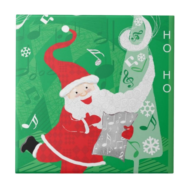Cute Christmas, Singing and Dancing Santa Claus Tile (Front)
