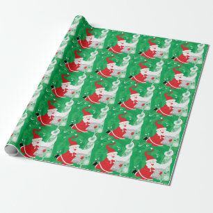 Cute Christmas, Singing and Dancing Santa Claus Wrapping Paper
