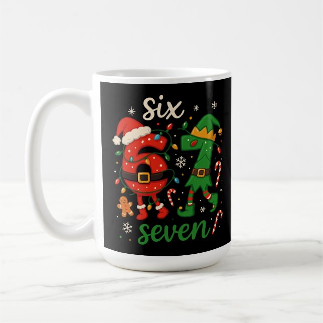 Cute Christmas Six Seven Meme  Coffee Mug (Left)