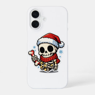 Cute Christmas Skeleton Holding Candy Cane Kawaii  iPhone 16 Case