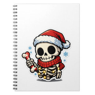 Cute Christmas Skeleton Holding Candy Cane Kawaii  Notebook