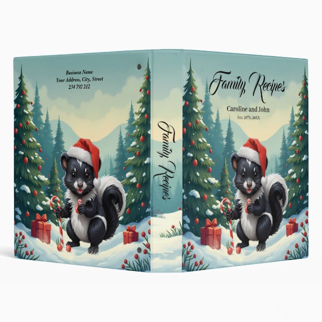 Cute Christmas Skunk Cartoon  Binder (Background)