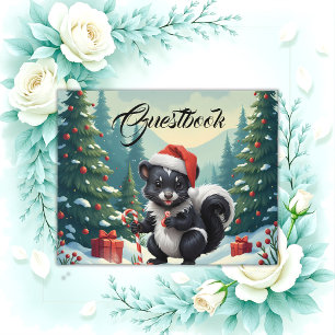 Cute Christmas Skunk Cartoon Guest Book