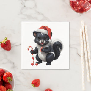 Cute Christmas Skunk Cartoon Napkin