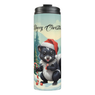 Cute Christmas Skunk Cartoon Thermal Tumbler
