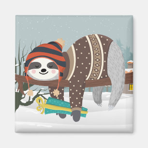 Cute Christmas Sloth Magnet