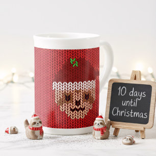 Cute Christmas Sloth Monogram Bone China Mug