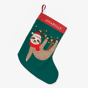 Cute Christmas Sloth Personalized Small Christmas Stocking