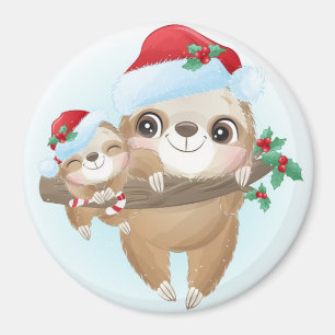 Cute Christmas Sloths Magnet