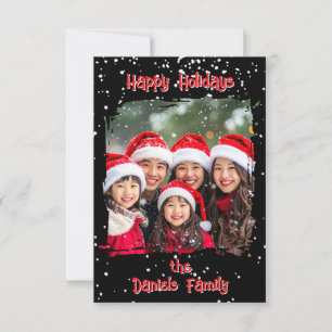 Cute Christmas Snow Family Photo Card