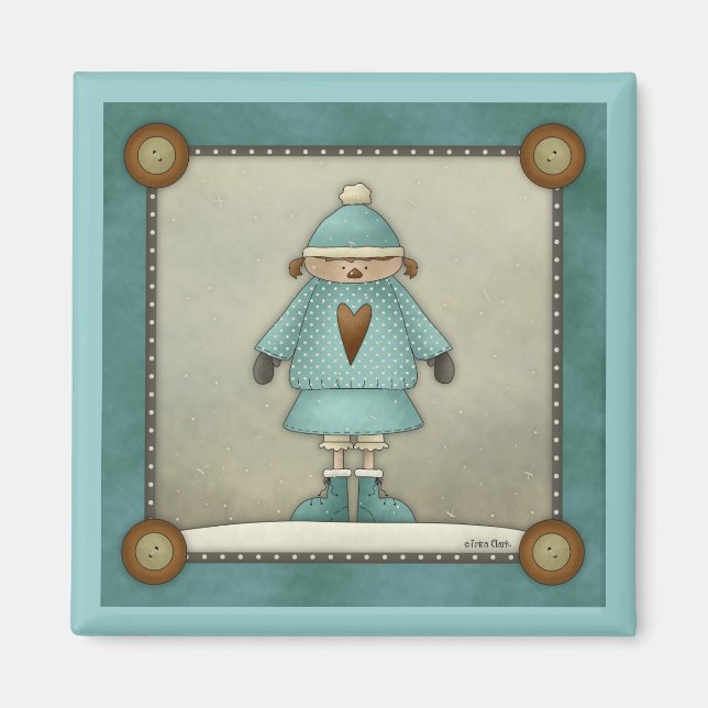 Cute Christmas Snow Kid Magnet (Front)