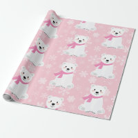 Cute Christmas Snowflake Polar Bear Baby Girl Pink