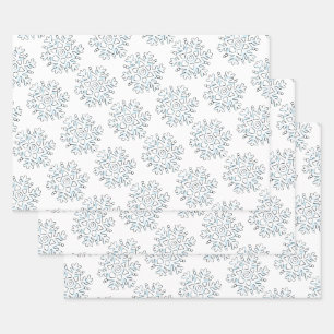 Cute Christmas Snowflakes, Winter Snow Blizzard Wrapping Paper Sheet