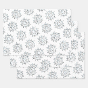 Cute Christmas Snowflakes, Winter Snow Blizzard Wrapping Paper Sheet