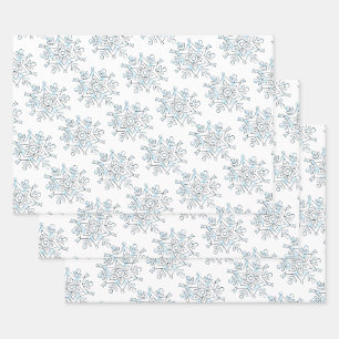 Cute Christmas Snowflakes, Winter Snow Blizzard Wrapping Paper Sheet