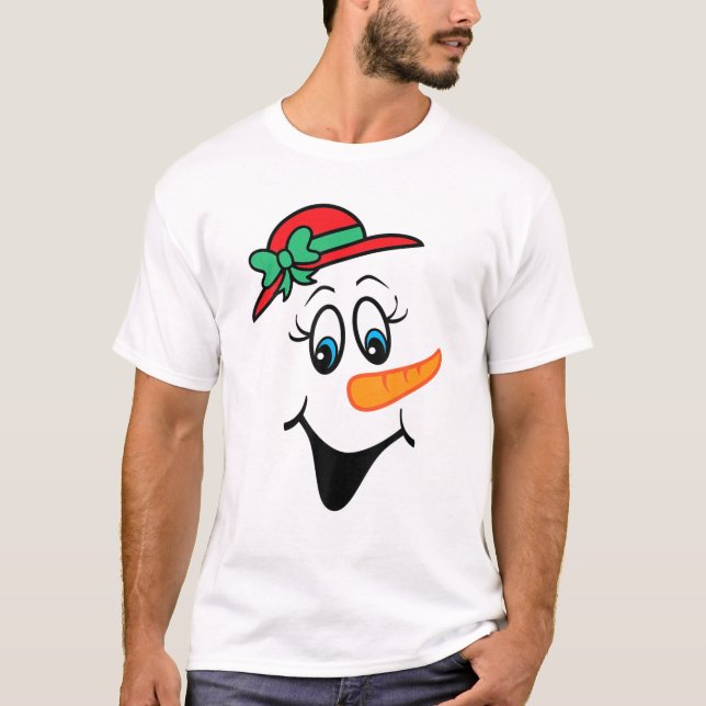 Cute Christmas Snowgirl Snowman Face Costume Snoww T-Shirt (Front)