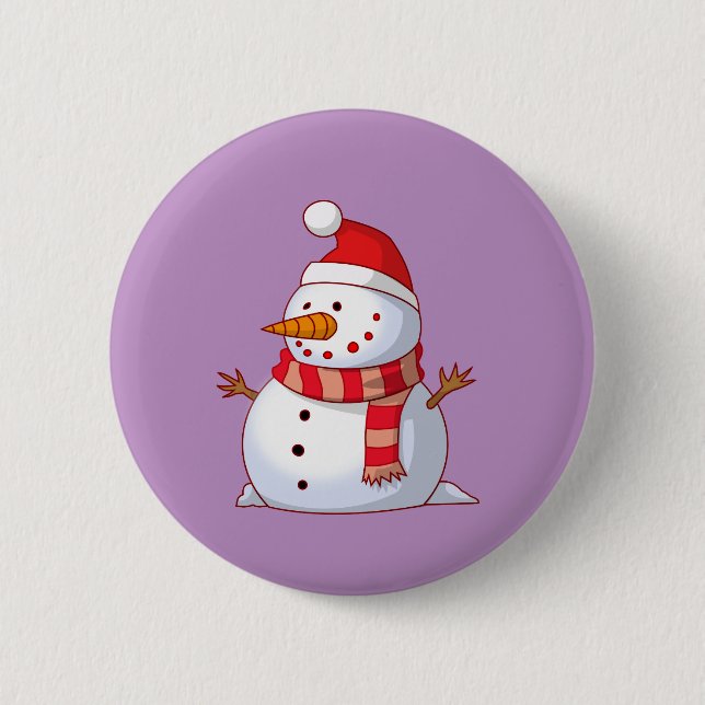 Cute Christmas Snowman 2 Inch Round Button (Front)