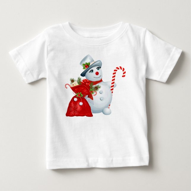 Cute Christmas Snowman Baby T-Shirt (Front)