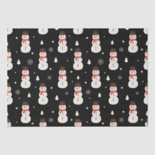 Cute Christmas Snowman Black Tissue Paper
