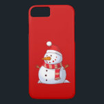 Cute Christmas Snowman Case-Mate iPhone Case<br><div class="desc">A cute Christmas snowman who is kind of chubby and jolly wearing  a striped scarf and a red christmas hat. Festive and fun.</div>