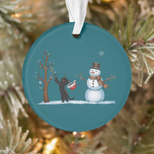 Cute Christmas Snowman Cats Lover Xmas Winter Ornament