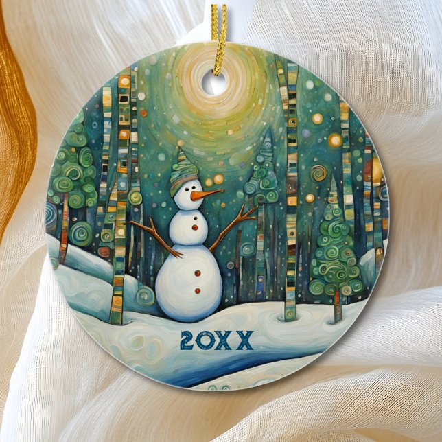 Cute Christmas Snowman Ceramic Ornament (Creator Uploaded)