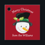 Cute Christmas Snowman Custom Red Kids Party Favour Tags<br><div class="desc">A cute snowman Christmas gift tag with your name and holiday message. Put these adorable personalized red party favour tags on all of your kids holiday presents. Customize with the to or from for your children.</div>