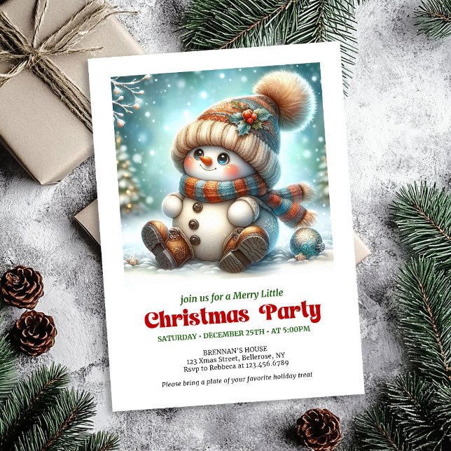 Cute Christmas snowman digital download party card (Cute Christmas snowman digital download party card)