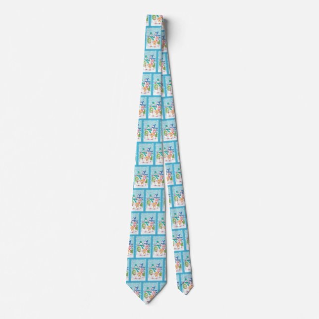Cute Christmas Snowman Family in the Snow Tie (Front)