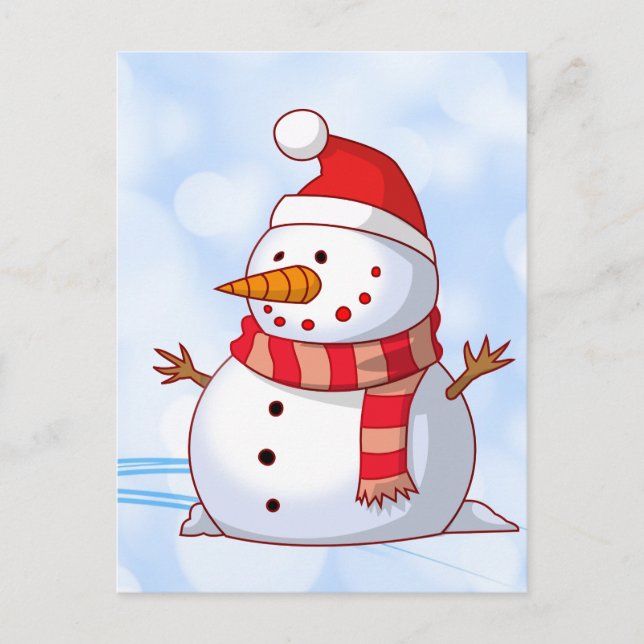 Cute Christmas Snowman Holiday Postcard (Front)