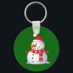 Cute Christmas Snowman Keychain<br><div class="desc">A cute Christmas snowman who is kind of chubby and jolly wearing  a striped scarf and a red christmas hat. Festive and fun.</div>