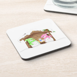 Cute Christmas Snowman Manger Coaster